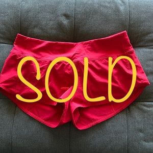 Lululemon Speed Up Shorts, Red, Size 8